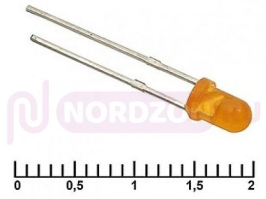Светодиод 3 mm orange  30 mCd   20
