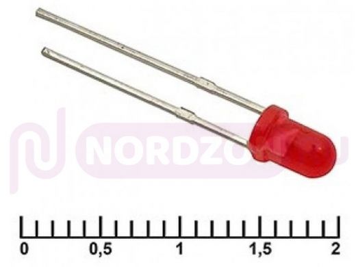 Светодиод 3 mm red 30 mCd   20