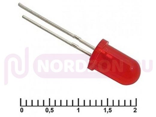 Светодиод 5 mm red 30 mCd   20