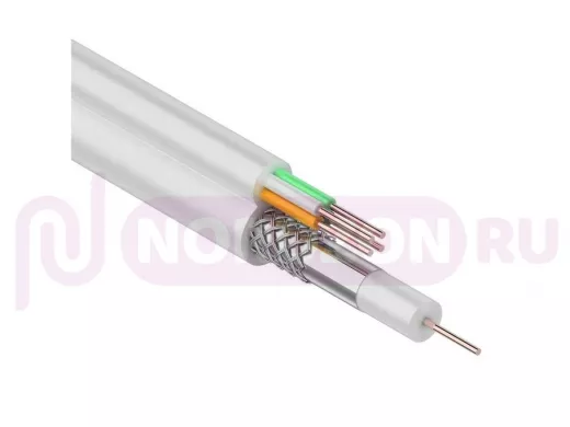 Кабель Видеонаблюдения D=5мм +4*0.5мм  100м  белый (ККСВ)  REXANT  (цена за1 метр)