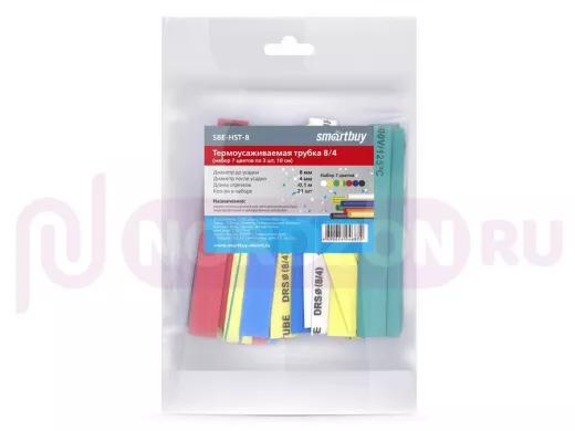 Термоусаживаемая трубка 8/4 набор (7 цветов по 3 шт, 10 см) (SBE-HST-8)