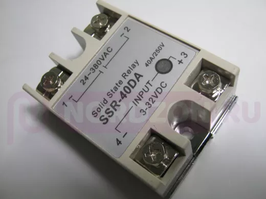 Твёрдотельное реле SSR-40DA  24...380В,40А;  управление от постоянного напряжения 3...32В