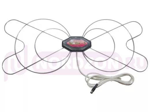 "SPIDER-3  СЕРЕБРИСТЫЙ" антенна цифровая телевизионная DVB-T2, МВ/ДМВ, кабель 2метра