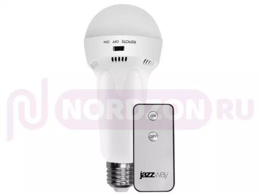 Светодиодная лампа-фонарь Е27 с пультом ДУ Jazzway Accu9-L3WR аварийный светильник,140Лм,4Вт 90минут