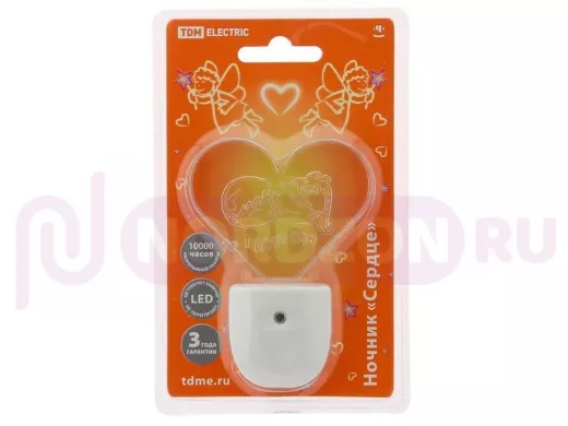 Светильник светодиодный TDM ночник "Сердце" с датчиком света, 0,3 Вт, 220В SQ0357-0008