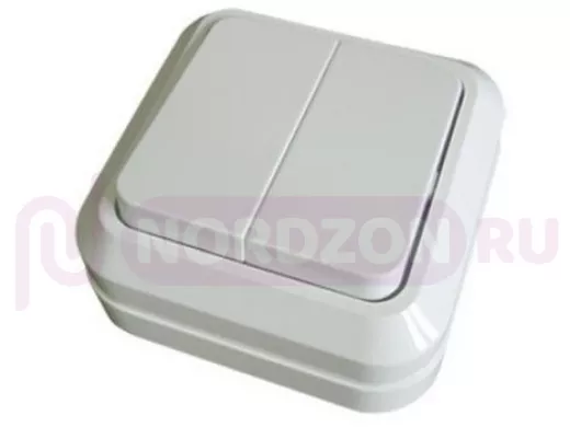 Выключатель TDM 2кл., Ладога, о/у, IP20, 10А, белый SQ1801-0003