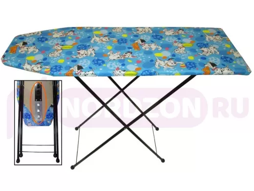 Доска гладильная "РАДУГА-3" РАСЦВЕТКА-W1641 (цвет синий,ноги ЧЁРНЫЕ) 4 ноги,ШЕСТЬ уровней (в шт)