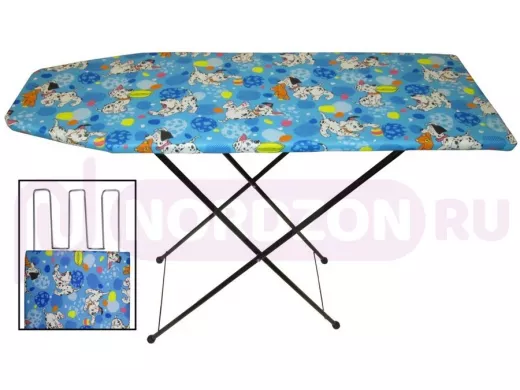 Доска гладильная "РАДУГА-5" РАСЦВЕТКА-W1641 (синий,ноги ЧЁРНЫЕ) 3 уровня, большой ПОДУТЮЖНИК (в шт)