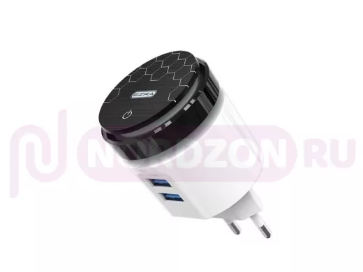 Зарядное устройство с 2-мя USB  EZRA HC28 ЗУ с 2хUSB разъёмами и подсветкой комнаты (5В, 2400mA)
