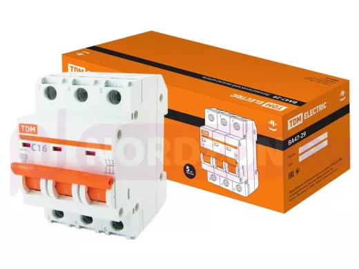 Автоматический выключатель ВА47-29 3Р 16А 4,5кА х-ка С TDM SQ0206-0109