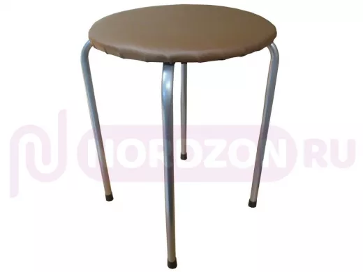 Табурет универсальный "TABURETTO-13988" круглое сиденье, серебристые ножки, коричневый верх