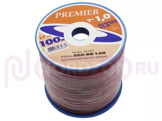 Акустический кабель красно-черный 2х1,0мм.кв (Cu+Al) APC-015, чёрно-красный/100м