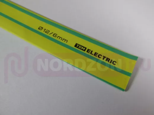 Термоусадка TDM ТУТнг 12/6 желто-зеленая 1м SQ0518-0224