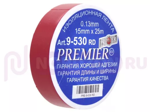 Изолента 15мм х 25метров красная  PREMIER 0,13мм