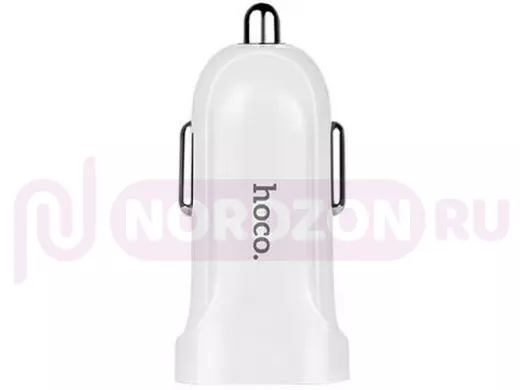 Автомобильный адаптер HOCO, Z2, 1 USB, 1500mA, пластик, кабель микро USB, цвет: белый