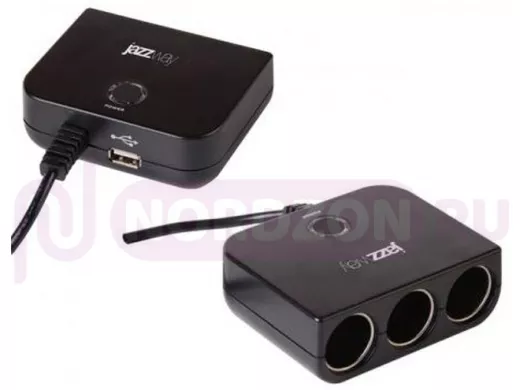 Автомобильный адаптер JAZZway CAS-3USB LED индикатор, предохранитель 15A