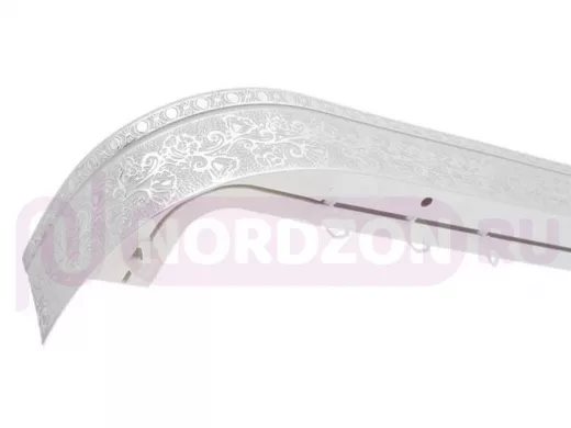 250см карниз КРУЖЕВО СЕРЕБРО БЕЛЫЙ 2х рядный с декор. планкой 70мм в инд. упаковке. ультракомпакт