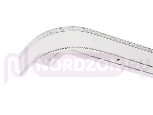 160см карниз ЕСЕНИН СЕРЕБРО 3х рядный с декор. планкой 70мм БЕЛЫЙ ГЛЯНЕЦ. в инд. уп. ультракомпакт