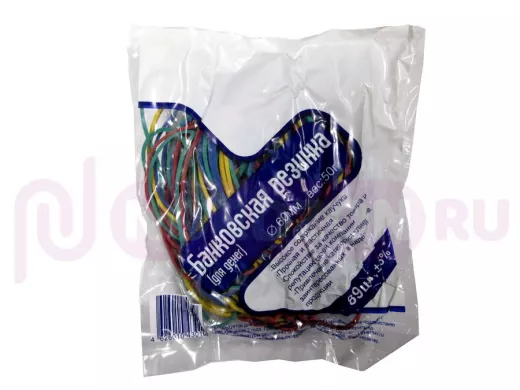 Резинка банковская  50грамм, диаметр 60 мм, ЦВЕТНАЯ, 89шт в упаковке