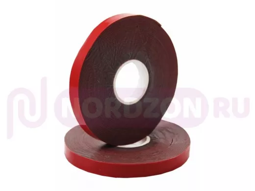 Скотч двухсторонний, красного цвета на серой основе, 6мм, 5метров  R09-6006