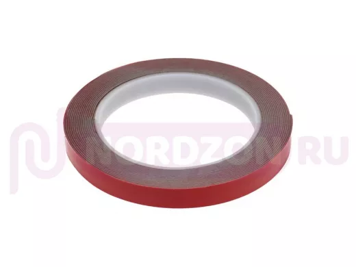 Скотч двухсторонний, красного цвета на серой основе, 12мм, 5метров  R09-6012