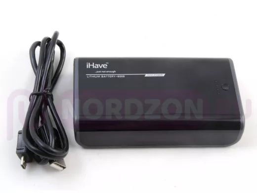 Внешний аккумулятор  6000 mAh,  емкость 6000мА/ч с двумя USB розетками