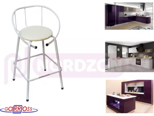 "ARTBARNS 1S-195193" cтул барный, табурет, спинка, высота 0,61метра, 22мм,серые ножки/Вольт 01 ткань