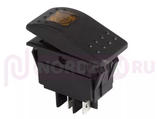 Выключатель клавишный 12V 35А (4с) ON-OFF желтый  с подсветкой  REXANT