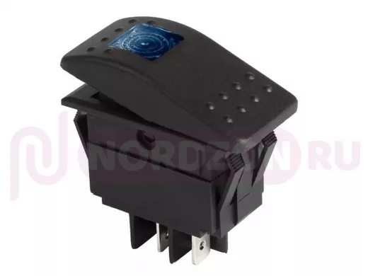 Выключатель клавишный 12V 35А (4с) ON-OFF синий  с подсветкой  REXANT