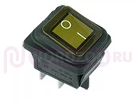 Выключатель клавишный 250V 15А (4с) ON-OFF желтый  с подсветкой  ВЛАГОЗАЩИТА  REXANT