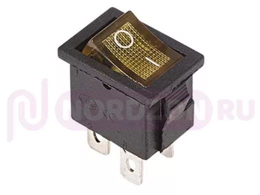 Выключатель клавишный 250V 6А (4с) ON-OFF желтый  с подсветкой  Mini  REXANT