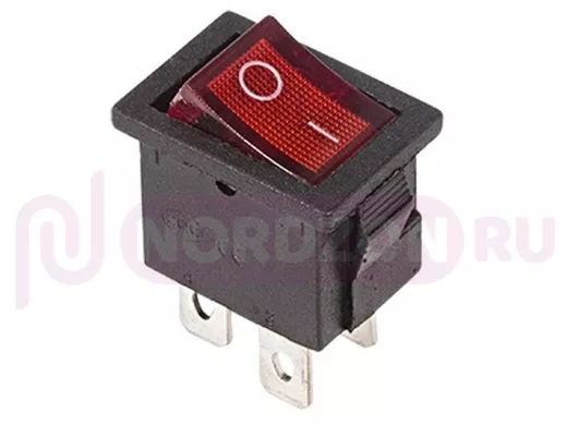 Выключатель клавишный 250V 6А (4с) ON-OFF красный  с подсветкой  Mini  REXANT