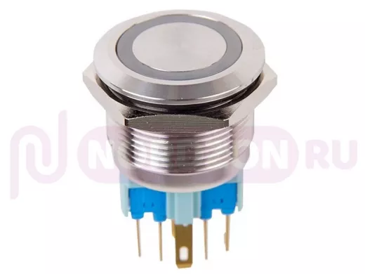 Кнопка  антивандальная диаметр 22мм  250В Фикс (6с) ON-OFF/OFF-ON подсв/зеленая  REXANT