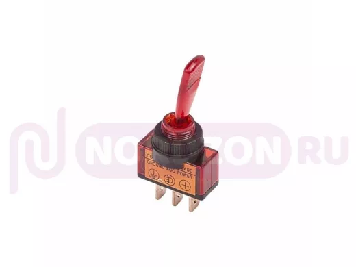 Тумблер 12V 20А (3c) ON-OFF однополюсный  с красной подсветкой 36-4370-01 (БЛИСТЕР) 1шт
