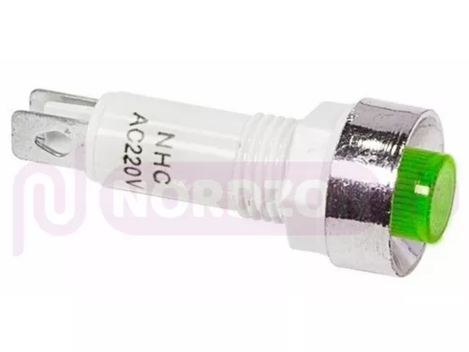 Лампа индикаторная  диаметр 10  220V  зеленый  REXANT, c ОТРАЖАТЕЛЕМ