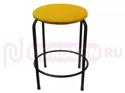 Табурет с подставкой для ног и полкой "TABURETTO-20332" круглое сиденье, чёрные, жёлтый, ткань