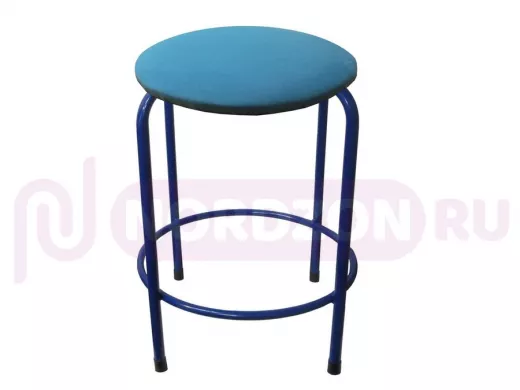 Табурет с подставкой для ног и полкой "TABURETTO-20337" круглое сиденье, синие, синий, ткань