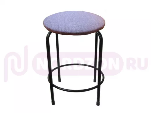 Табурет с подставкой для ног и полкой "TABURETTO-20347" круглое сиденье, чёрные, синий, ткань