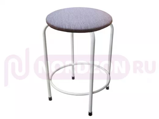 Табурет с подставкой для ног и полкой "TABURETTO-20348" круглое сиденье, белый, сирен., ткань