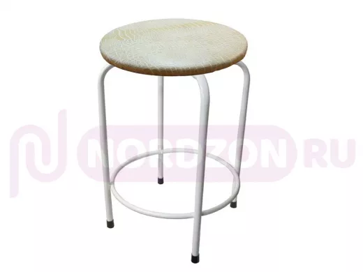 Табурет с подставкой для ног и полкой "TABURETTO-20357" круглое сиденье, белый, серый, экокожа
