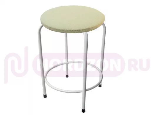 Табурет с подставкой для ног и полкой "TABURETTO-20358" круглое сиденье, белый, бежевый, ткань