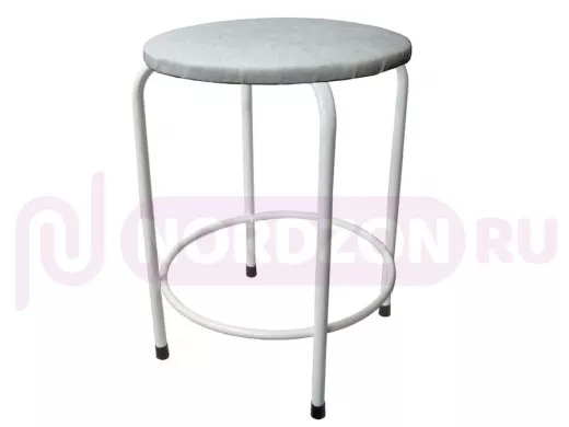 Табурет с подставкой для ног и полкой "TABURETTO-20361" круглое сиденье, белый, серый, экокожа