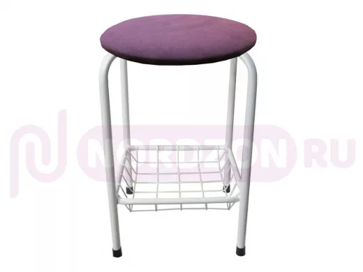 Табурет с подставкой для ног и корзинкой для вещей "TABURETTO-20389" белые ножки, бордовый, ткань