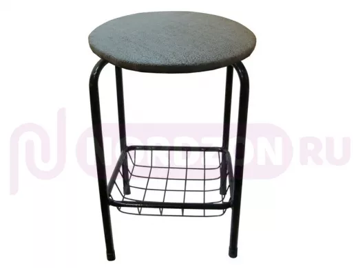 Табурет с подставкой для ног и корзинкой для вещей "TABURETTO-20397" чёрные ножки, коричневый, ткань