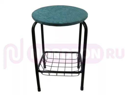 Табурет с подставкой для ног и корзинкой для вещей "TABURETTO-20398" чёрные ножки, синий верх, ткань