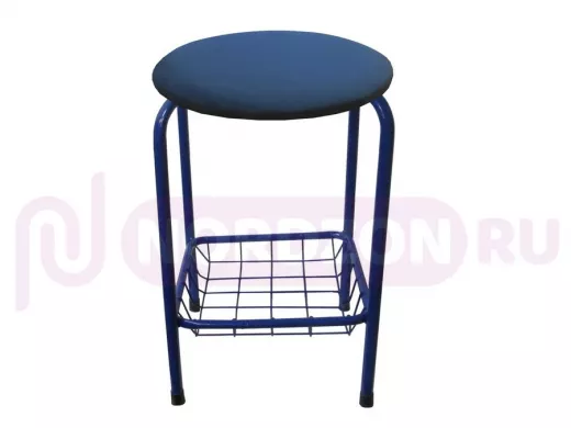 Табурет с подставкой для ног и корзинкой для вещей "TABURETTO-20402" синие ножки, синий, ткань