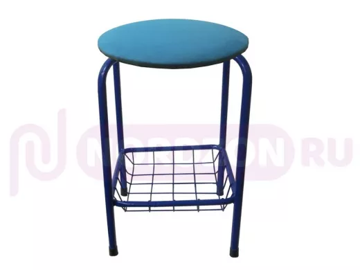 Табурет с подставкой для ног и корзинкой для вещей "TABURETTO-20408" синие ножки, синий, ткань