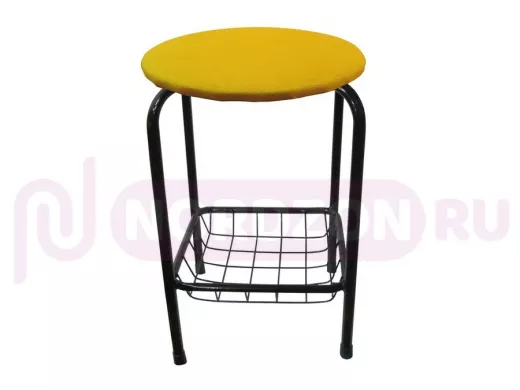 Табурет с подставкой для ног и корзинкой для вещей "TABURETTO-20413" чёрные ножки, жёлтый, ткань