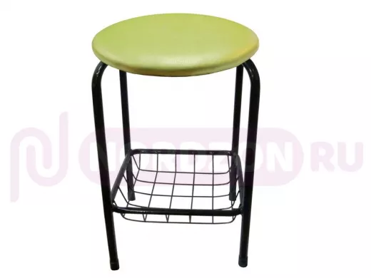 Табурет с подставкой для ног и корзинкой для вещей "TABURETTO-20417" чёрные ножки, жёлтый, экокожа