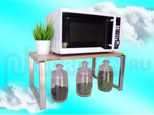 Подставка на стол для микроволновой печи, высота 27см, сереб "SVCH 213134" полка 60х30см, дуб сонома